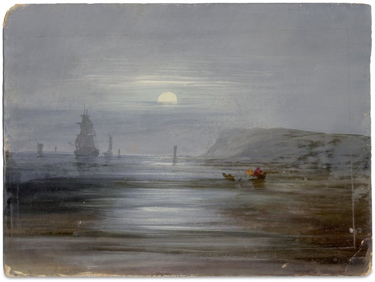 [144550] John Wilson Ewbank: Two early to mid 19th-century gouache paintings, Fishing Coast and Large Buoy, attributed to his English painter. Attributed to, R. S. A. John Wilson Ewbank.