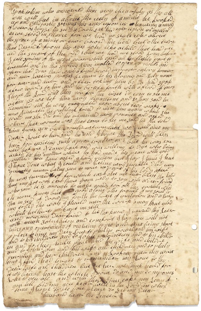 [144980] [1755 Autograph Letter Written by a Woman Traveling in Philadelphia, likely a Quaker Minister, concerning the First Familicide in America, Murderer John Myrack]. Unk.