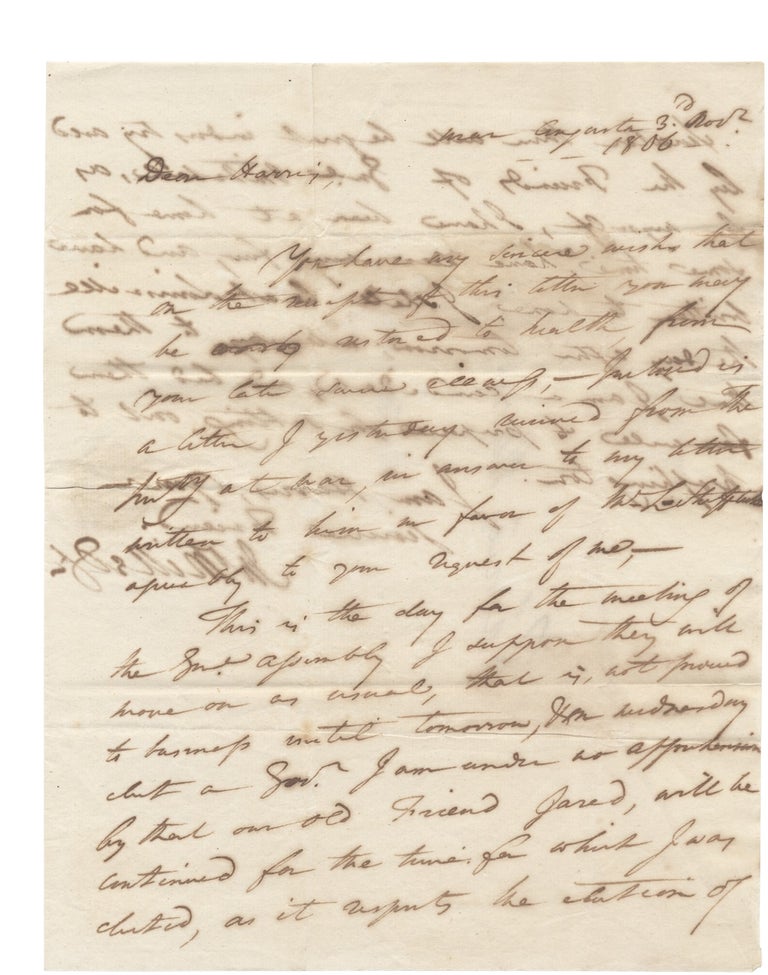 [145344] 1806 Autograph Letter Signed from John Milledge former Governor of Georgia to Charles Harris, in Savannah, concerning Milledge’s successor as governor. John Milledge, 1757–1818.