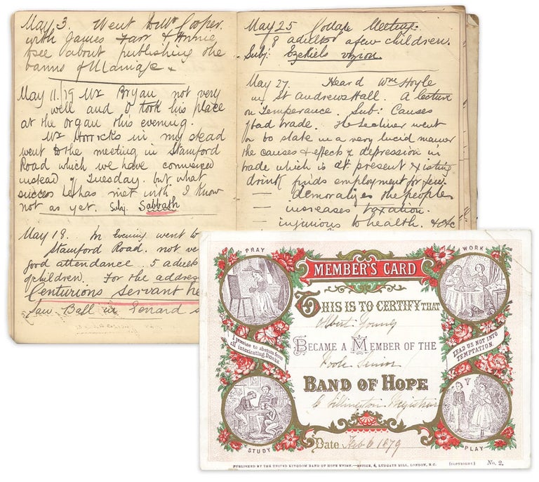 [3725075] [1877–1880 Manuscript Diary of Pious Englander Albert Young with ties to British Temperance Movement, and the Band of Hope]. Albert Young.