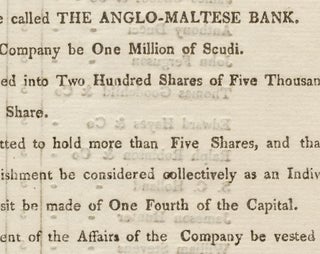 3725241] [Printed 1809 Circular Establishing the Anglo-Maltese Bank in Malta]. Anglo-Maltese Bank