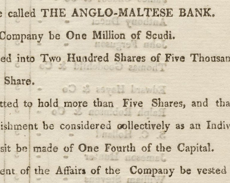 [3725241] [Printed 1809 Circular Establishing the Anglo-Maltese Bank in Malta]. Anglo-Maltese Bank.
