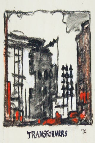 Transformers. Original Drawing by Thornton Oakley, American Artist, c. 1910s-1940s.