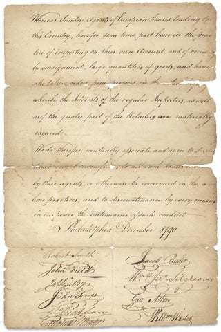 1790 Philadelphia Merchants’ and Importers’ Declaration of Association against European Agents.