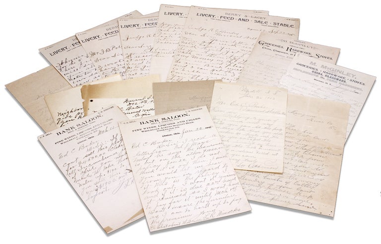 [3725495] Circa 1890s–early 1900s Collection of Thirteen Handwritten Letters to Judge R.E. Hendry and Ed C. Baker of Mineral Wells, Texas, all sent from Indian Territory, present-day Oklahoma. R E. Hendry, Ed C. Baker.