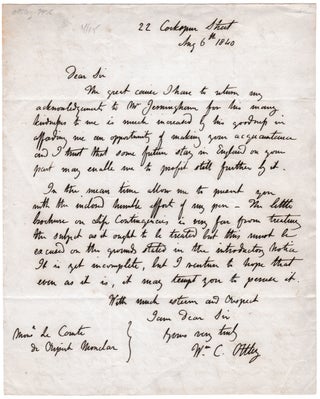 3725524] Autograph Letter Signed by William C. Ottley, Calculus and Chemistry Author. Wm. C....