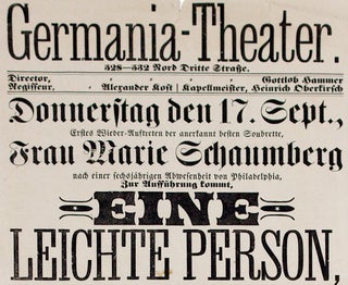 3725548] Germania-Theater. 528–532 Nord Dritte Strasse…Donnerstag den 17. Sept….Eine...