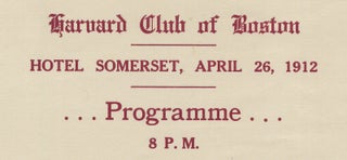 Robert Benchley [and] The Marvelous Child [within:] Harvard Club of Boston ... 1912 ... Programme ...
