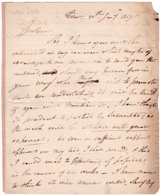 3725714] 1810 Autograph Letter Signed by Hugh William Williams (1773–1829), Landscape Painter....