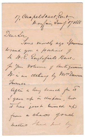 3725715] 1855 Autograph Letter Signed by Rev. Charles Bridges (1794–1869), transmitting etching...