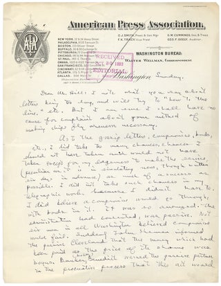3725724] Autograph Letter Signed by Walter Wellman, Pioneer American Aviator. Walter Wellman,...