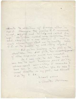 Autograph Letter Signed by Walter Wellman, Pioneer American Aviator.