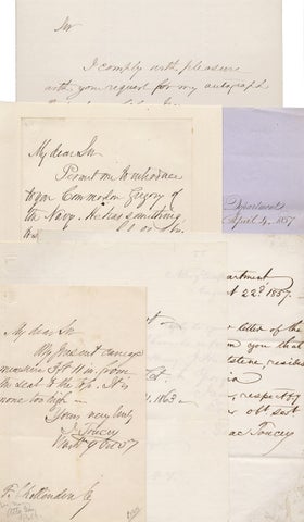3725749] [1856–1863, Small Collection of Letters and a Document Signed by Isaac Toucey, U.S....