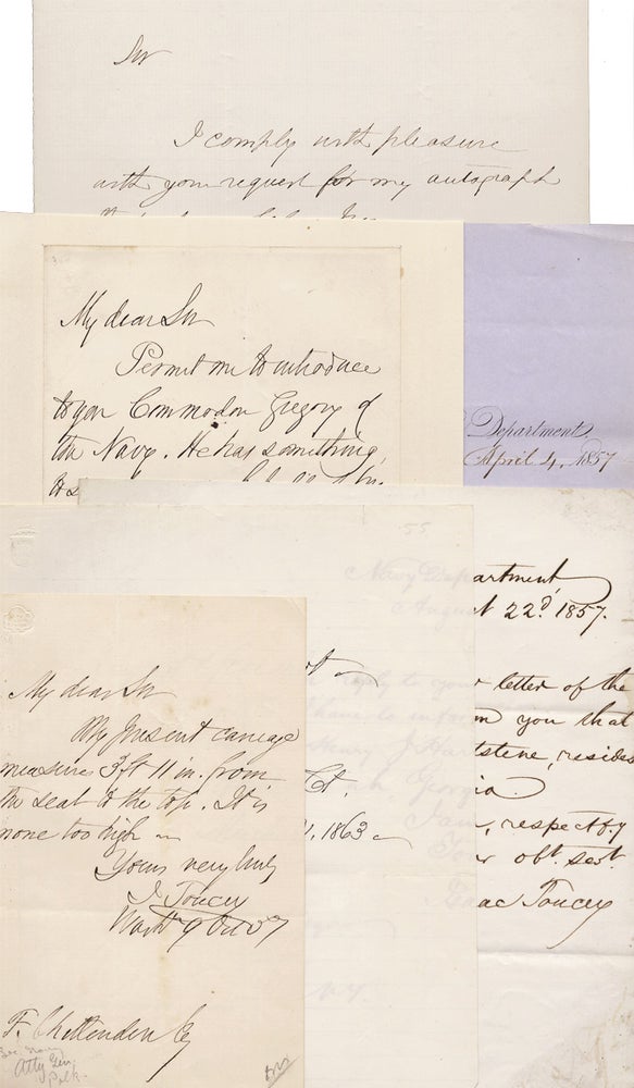 [3725749] [1856–1863, Small Collection of Letters and a Document Signed by Isaac Toucey, U.S. Secretary of the Navy]. Isaac Toucey, 1792–1869.