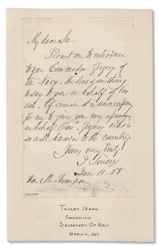 [1856–1863, Small Collection of Letters and a Document Signed by Isaac Toucey, U.S. Secretary of the Navy].