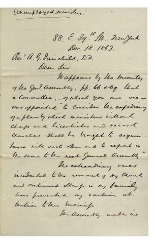 3726068] 1863 Autograph Letter Signed by Princeton Theological Seminary Director, John Michael...