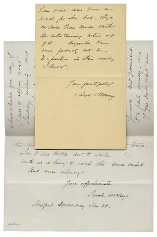 Two Autograph Letters Signed by Susan Coolidge, i.e. Sarah Chauncey Woolsey, Author.
