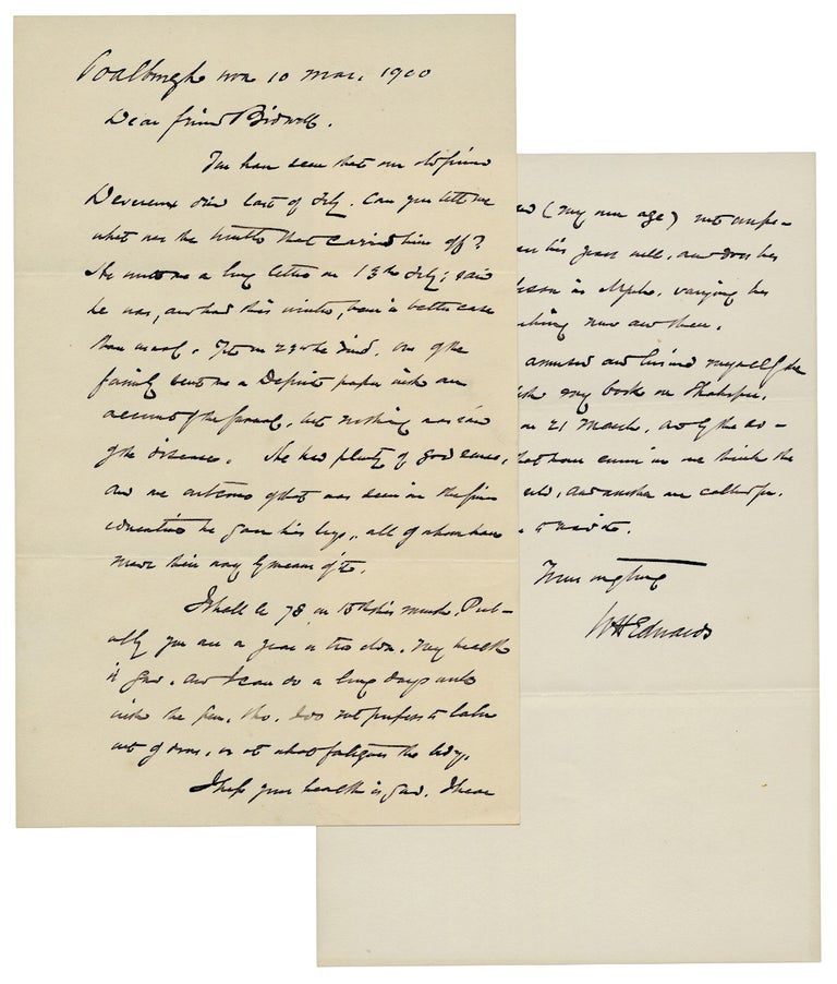 [3726083] 1900 Autograph Letter Signed by William Henry Edwards, Famed Naturalist. W H. Edwards, 1822–1909, William Henry Edwards.