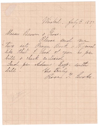3726093] 1889 Autograph Letter Signed by Rose T. Cook, Author and Poet. Rose T. Cooke,...