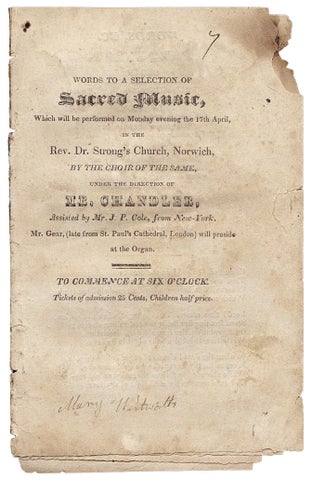3726112] Words to a Selection of Sacred Music ... Rev. Dr. Strong’s Church, Norwich. Rev....