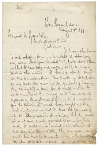 1877 Autograph Letter Signed by a Texas Rancher, Scoundrel, and Officer Charles T. Witherell, 1st Lieutenant, 19th U.S. Infantry, on Wool and Sheep Ranching in Texas.