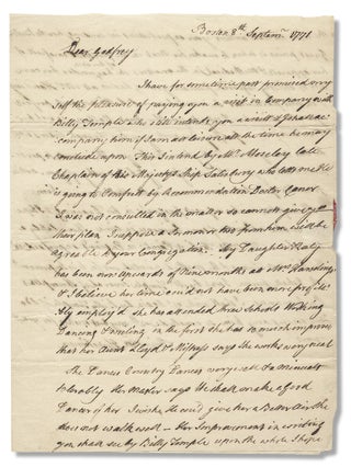 3726332] [1771 Autograph Letter Signed by Shrimpton Hutchinson on receiving American artist...
