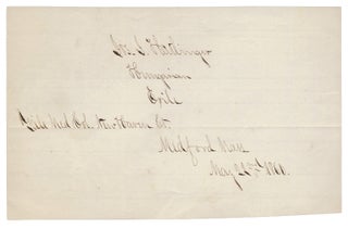 3726396] 1860 Autograph Souvenir of Joseph J. Hatlinger, Hungarian Exile, Yale Graduate, Directed...