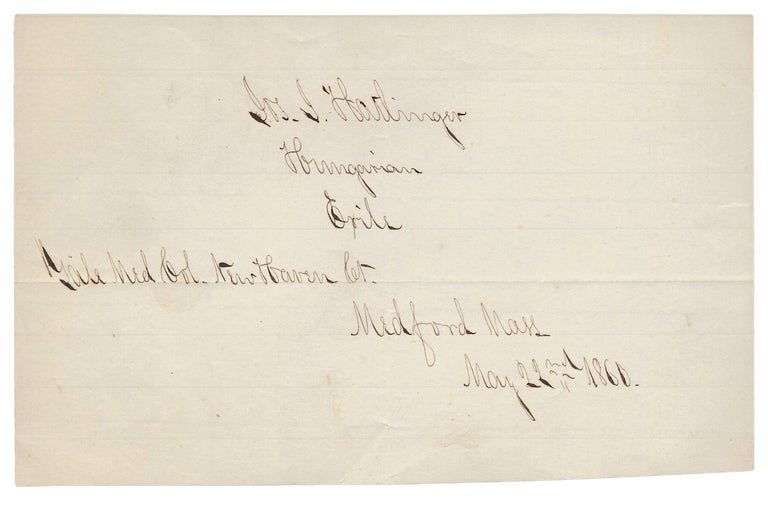 [3726396] 1860 Autograph Souvenir of Joseph J. Hatlinger, Hungarian Exile, Yale Graduate, Directed African-American Troops in the Civil War. Joseph J. Hatlinger.