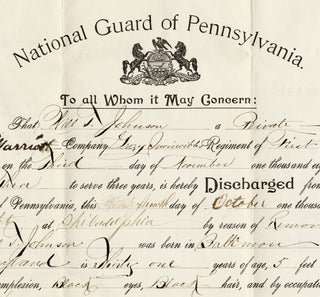 [1899 Black Baltimore Printer’s Military Discharge from a Philadelphia “Colored” Militia Unit].