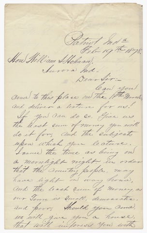 3726425] 1878 ALS to William S. Holman, Indiana Democratic Politician and Congressman, Inviting...