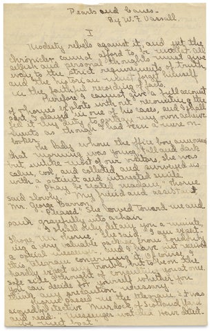 3726466] [Manuscript of William F. Vassall’s 1916 New York City Mystery “Pearls and Canes,”...