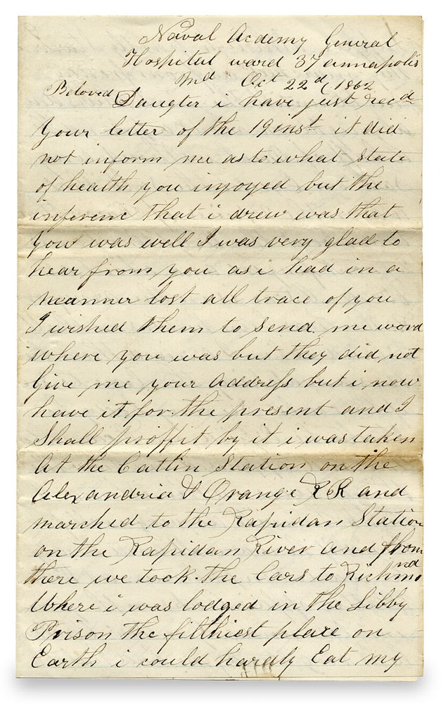 [3726481] 1862 Civil War ALS Describing Captivity in Confederate Libby Prison. A. Hoopes.