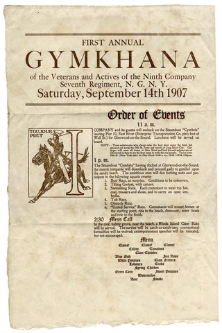 First Annual Gymkhana of the Veterans and Actives of the Ninth Company Seventh Regiment, N.G.N.Y. Saturday, September 14th 1907.