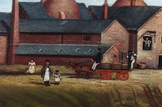 1840s to 1860s Bottle Kilns and Pottery Factory Folk Art Painting.