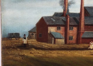 1840s to 1860s Bottle Kilns and Pottery Factory Folk Art Painting.