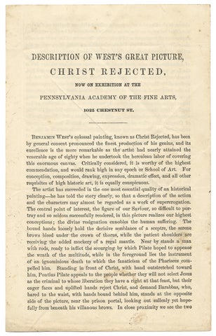 [John Sartain:] Description of West’s Great Picture, Christ Rejected, Now on Exhibition at the Pennsylvania Academy of Fine Arts…