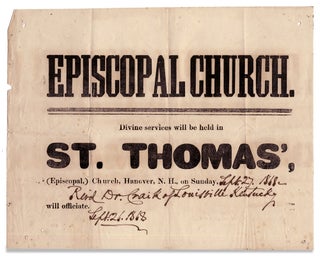 Episcopal Church. Divine services will be held in St. Thomas’, (Episcopal,) Church, Hanover N.H., on Sunday, [in manuscript:] Sept. 27, 1868—Rev’d Dr. Craik of Louisville Kentucky will officiate. Sept. 26, 1868.