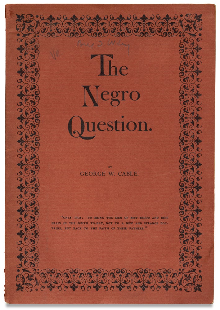 [3727440] The Negro Question. George W. Cable.