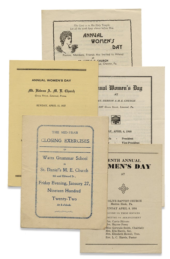 [3727450] [1922–1948 African-American Church Programs for Annual Women’s Days etc.]. Mt. Olive Baptist Church St. Daniel's M. E. Church, Mt. Hebron A. M. E. Church, St. Luke C. C.