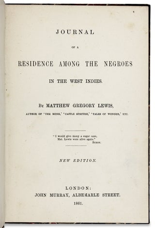 Journal of a Residence Among the Negroes in the West Indies.