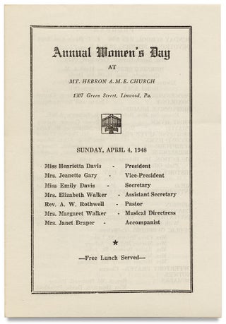 3727545] Annual Women’s Day at Mt. Hebron A.M.E. Church ... Linwood, Pa., Sunday April 4, 1948