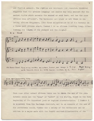 “The Folk Songs of Our Southern Negro.” [College Term Paper]