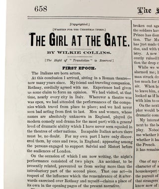 [Wilkie Collins:] “The Girl at the Gate (Written for the Christmas Spirit)” [published within:] The Spirit of the Times.