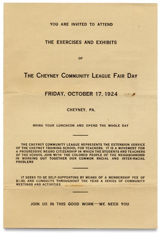 You Are Invited to Attend the Exercises and Exhibits of the Cheyney Community League Fair Day ... October 17, 1924… [opening lines of program]