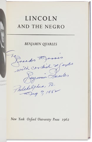 Lincoln and the Negro. [Inscribed by Author]