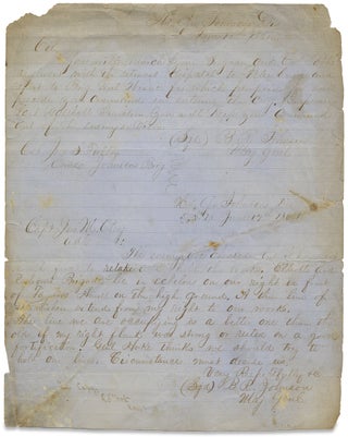 [Petersburg, Virginia: Retained Confederate Civil War MS. leaf with Copies of a Report and Orders by Major General Bushrod Rust Johnson during the Second Battle of Petersburg.]