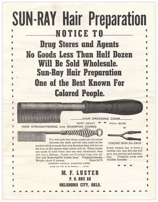 Sun-Ray Hair Preparation…One of the Best Known for Colored People [advertising ephemera group].