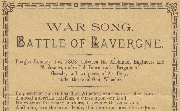 [3728738] [Civil War Michigan:] War Song. Battle of Lavergne. one of the boys”.