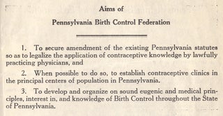 The Southeastern Pennsylvania Birth Control League, the Pennsylvania Birth Control Federation Conference and Evening Meeting…1929. [broadside and related brochure]
