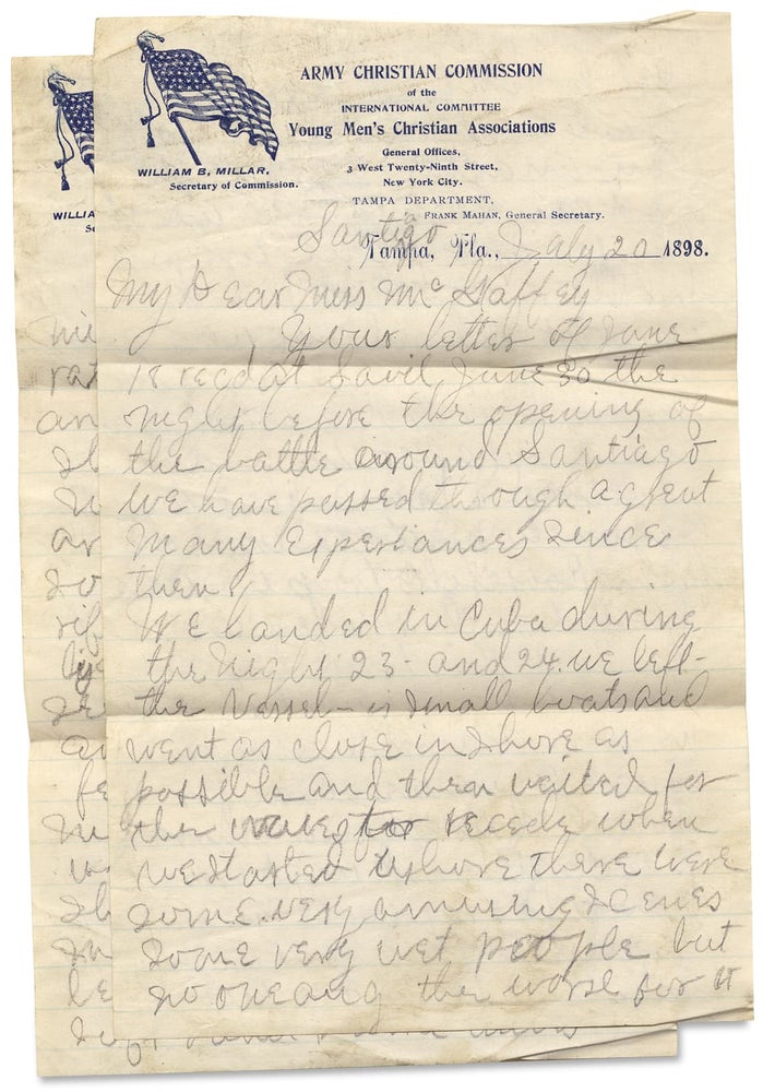 [3728795] [1898 ALS on the Battle of San Juan Hill in Cuba during the Spanish American War and mentioning Theodore Roosevelt’s Troops by a Soldier-Participant in the 71st Regiment, New York Volunteers]. J H. Everhart, John H. Everhart.